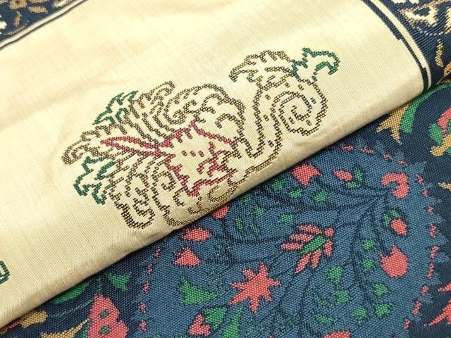 平和屋着物○名門木屋太 今河織物 六通柄袋帯 更紗花唐草間道 正絹