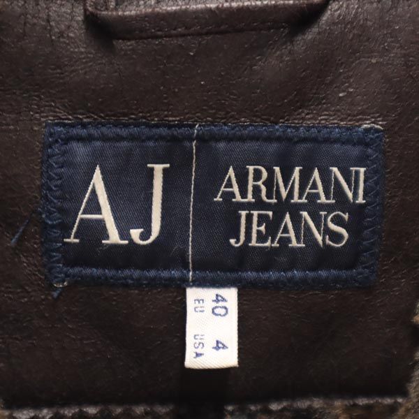 アルマーニジーンズ フェイク レザージャケット USA 4 焦茶 ARMANI