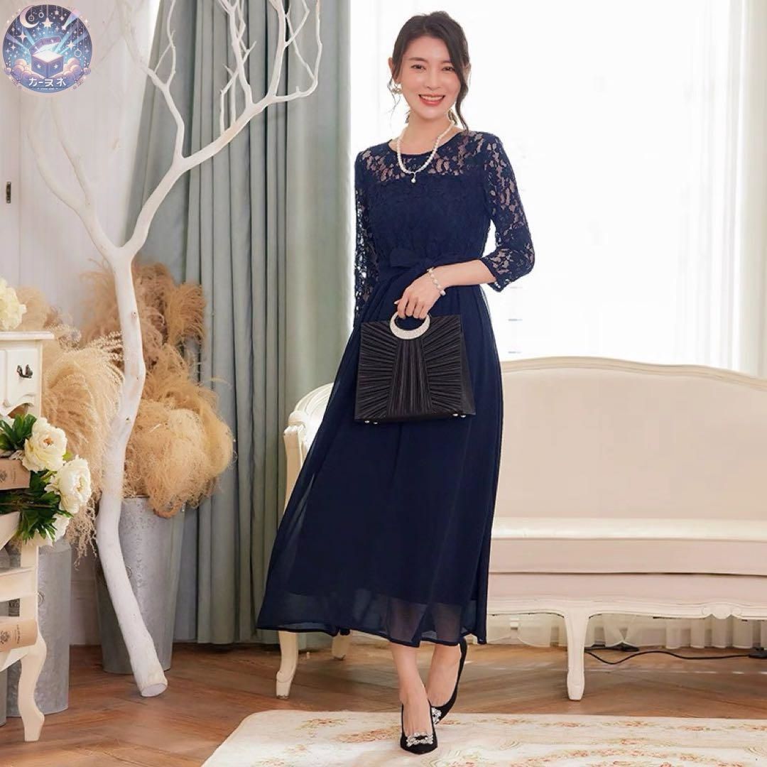 ♥ ゆったりレースワンピース パーティーや同窓会 ディナーショー デモ 観劇にも