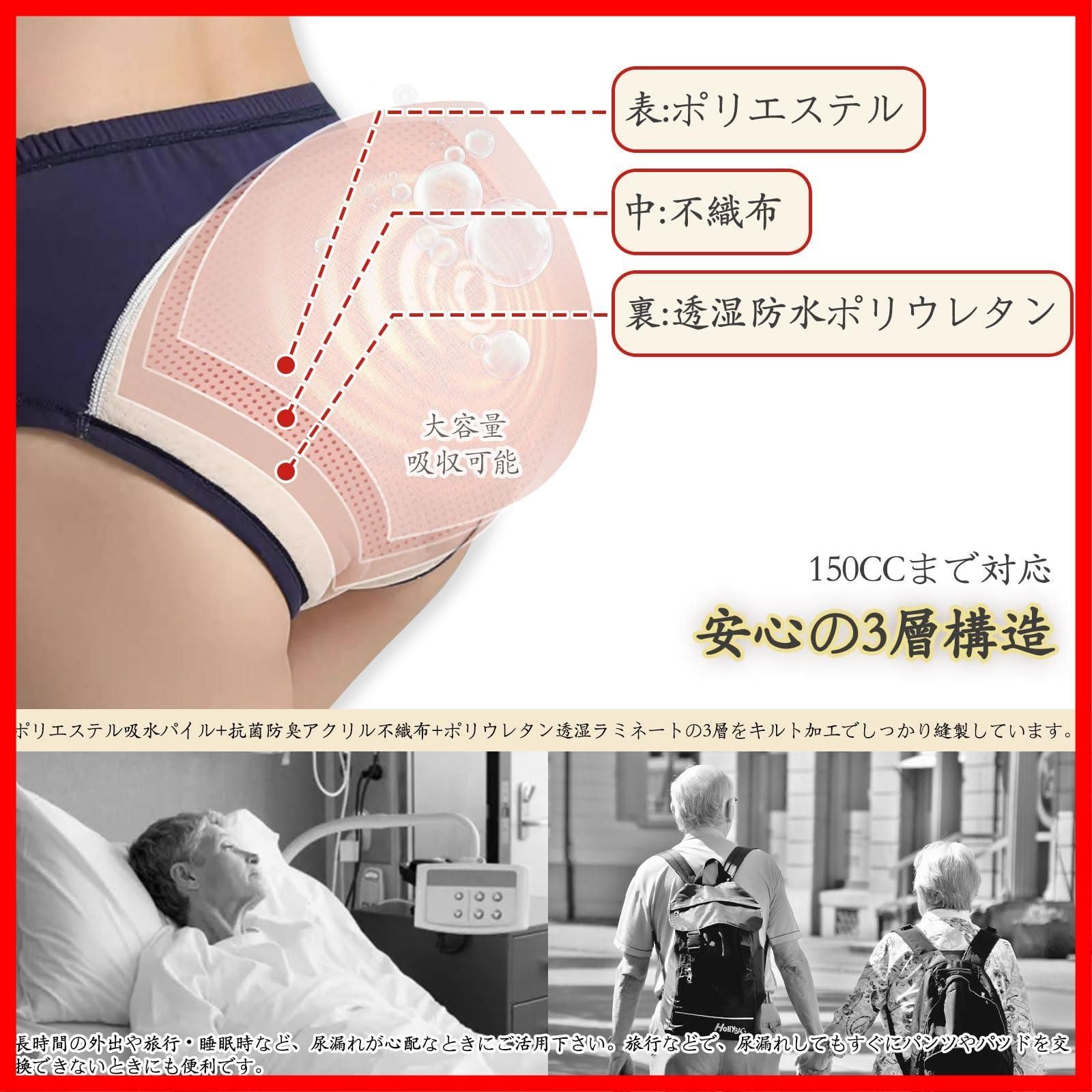 失禁パンツ 表は黒撥水布 裏は04ミリの黒ゴム付
