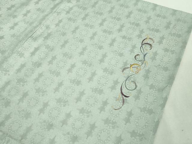 平和屋着物□極上 夏物 京都西陣・想屋謹製 色無地 刺繍 霞紋紗 白藍色