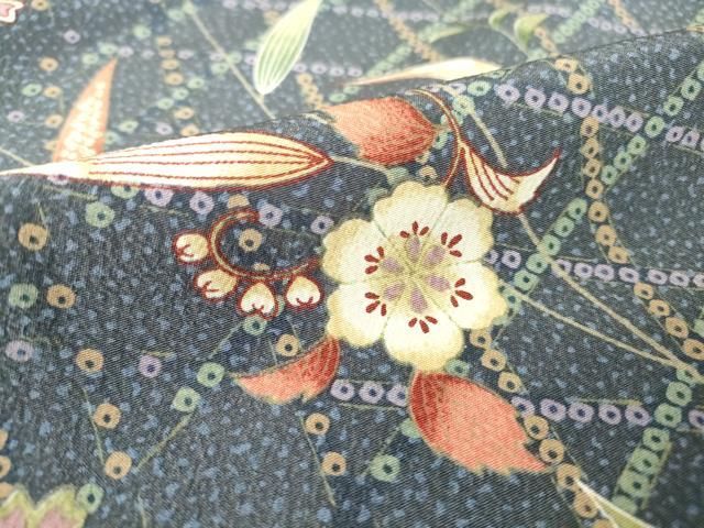 平和屋着物▽小紋 単衣 草花文 洗える着物 DAAV5928az