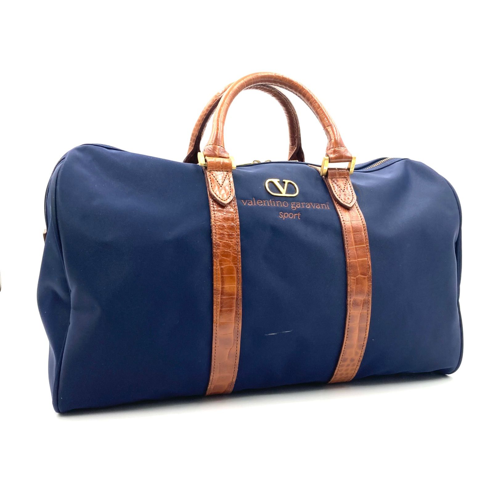 【美品】VALENTINO ヴァレンティノ　レザー　ボストンバッグ　ロゴ総柄 美品】VALENTINO ヴァレンティノ レザー ボストンバッグ ロゴ総柄