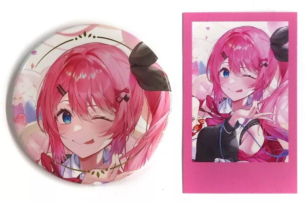 中古】グッズセット 倉持めると 箔押し缶バッジ＆チェキ風カード