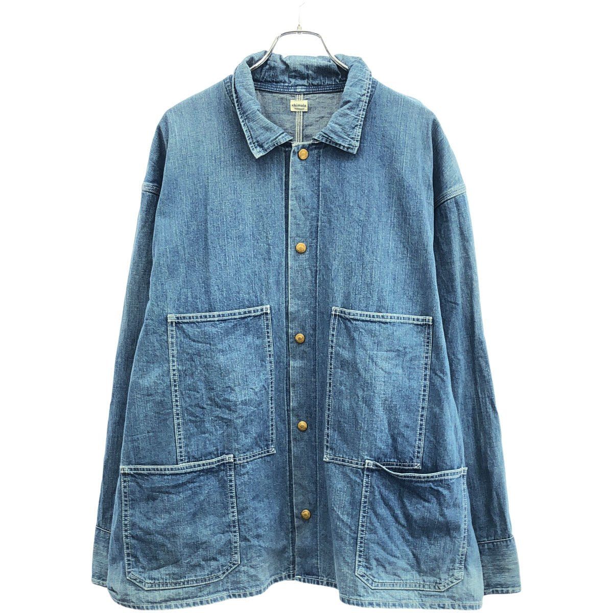 chimala チマラ 22SS ヴィンテージ加工デニムカバーオールジャケット CS33 JT011 インディゴ L