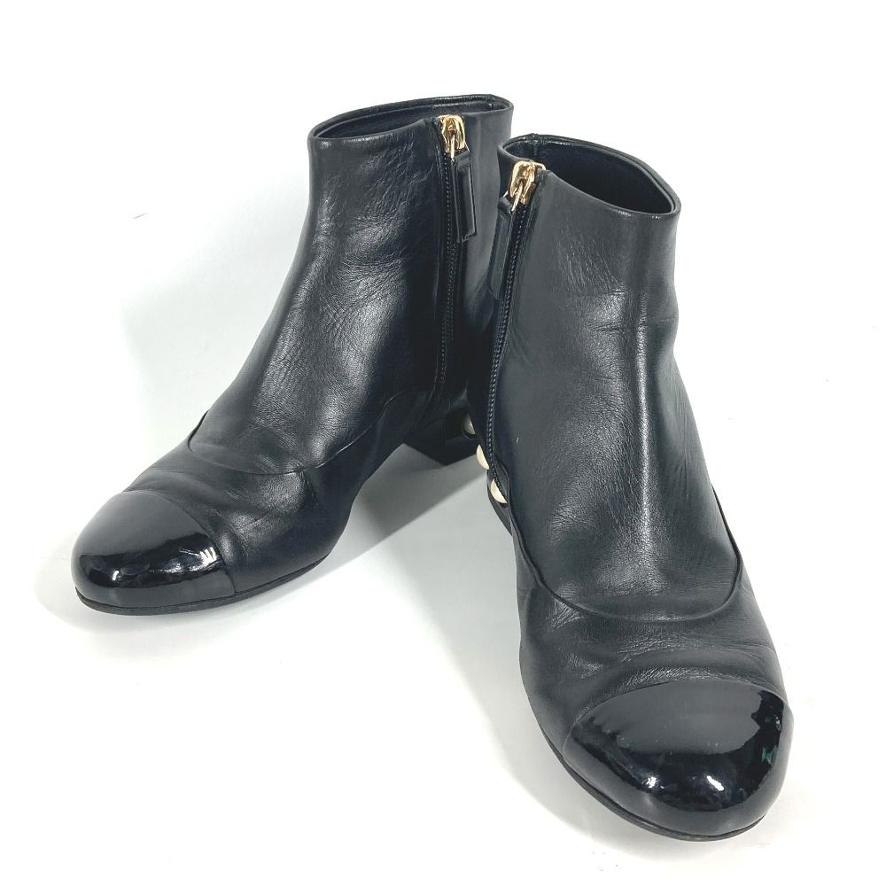 CHANEL シャネル ブーツ フェイクパール G32239 レザー - メルカリ