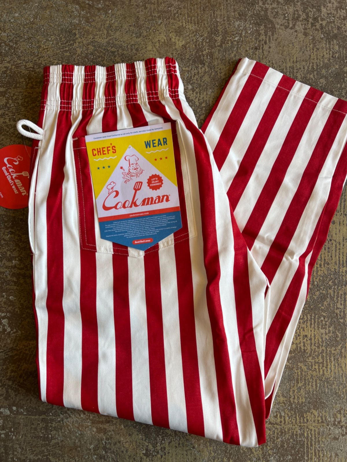 COOKMAN CHEF PANTS 新品 ワイドストライプ レッド