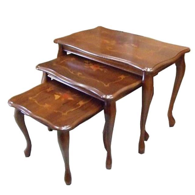 イタリア家具 ネストテーブル 象嵌 猫脚 輸入家具 クラシック家具