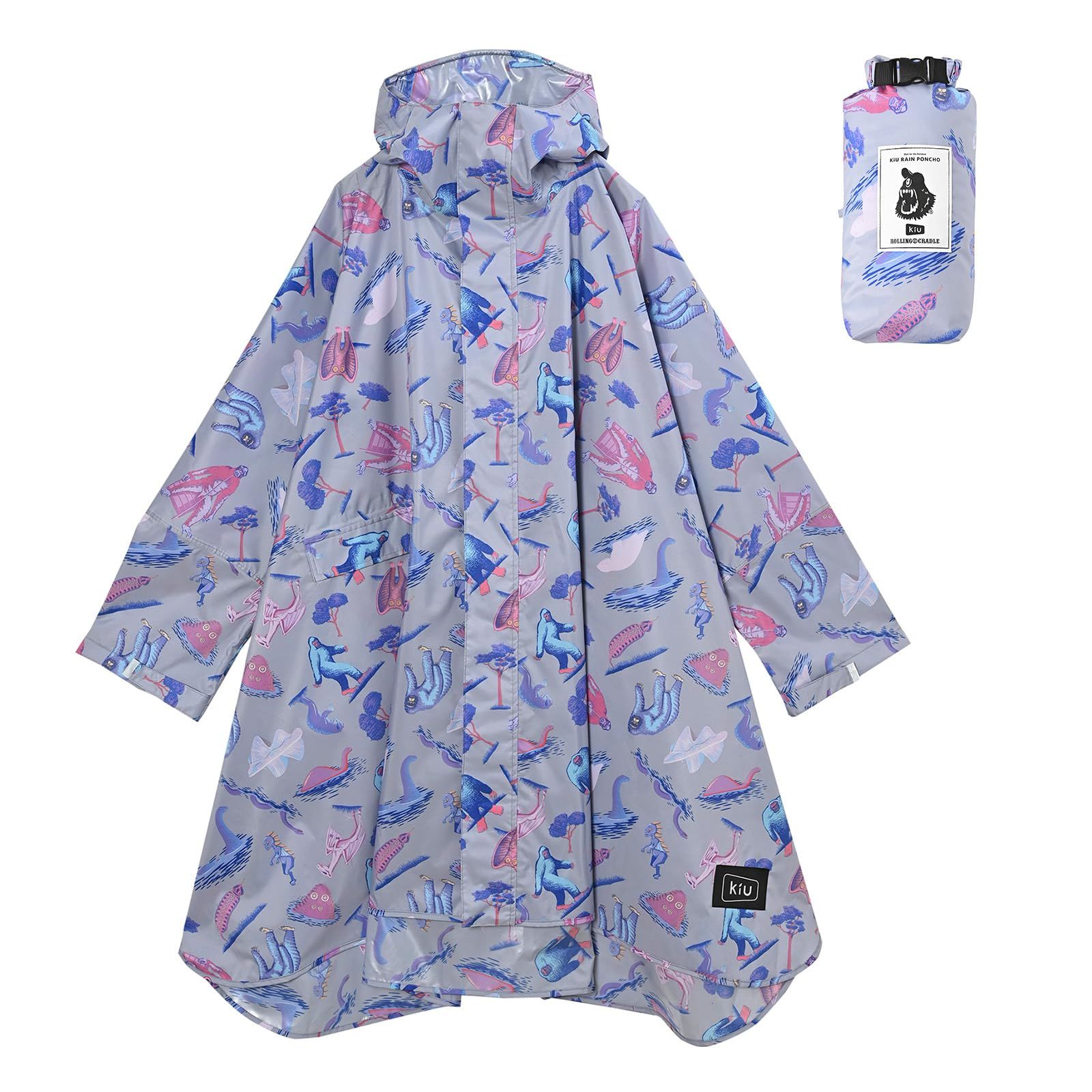 キウ スタンダードレインポンチョ 2ND STANDARD RAIN PONCHO - 2ND 防水 撥水 はっ水 耐水 豪雨対応 雨対策 大雨 台風 梅雨 レインコート スリーブポンチョ 雨具 雨ガッパ 雨合羽 袖付き 収納袋 ポケ UMAライラック