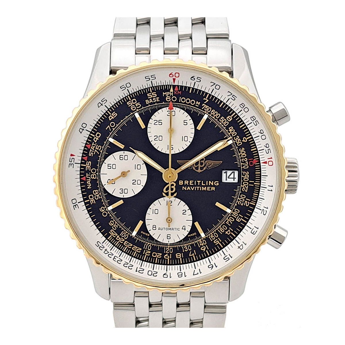 ブライトリング ナビタイマー クロノグラフ D13322 自動巻き イエローゴールド/ステンレススティール メンズ BREITLING【中古】 【時計】