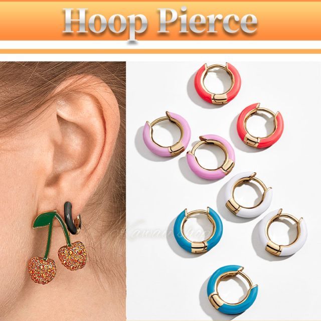 フープピアス カラフル ゴールド ハワイアン アクセサリー 合金 両耳用 普段使い ボヘミアン カジュアル 使いやすい 女性 リゾート ビーチ おしゃれ かわいい 可愛い クリスマス プレゼント ギフト フープ レディース パステルカラー ピンク ブルー 白 