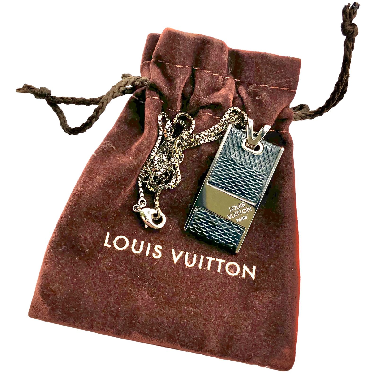 LOUIS VUITTON ネックレス パンダンティフ ダミエ グラフィット 美品きれいです⭐️LOUIS VUITTON】 ルイヴィトン ダミエ グラ
