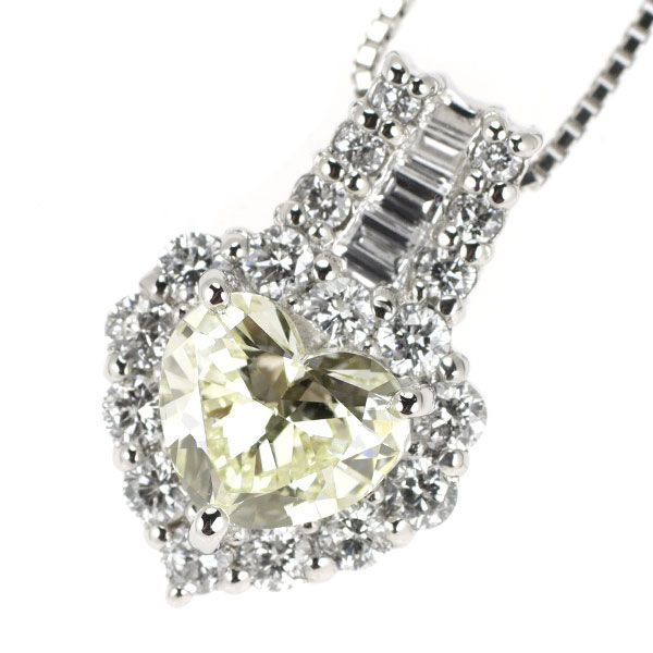 Pt ハートシェイプダイヤ ダイヤモンド ペンダントネックレス 1.011ct