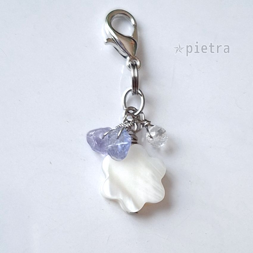 mc5］お花のマザーオブパールとタンザナイトとクリスタルのミニ 
