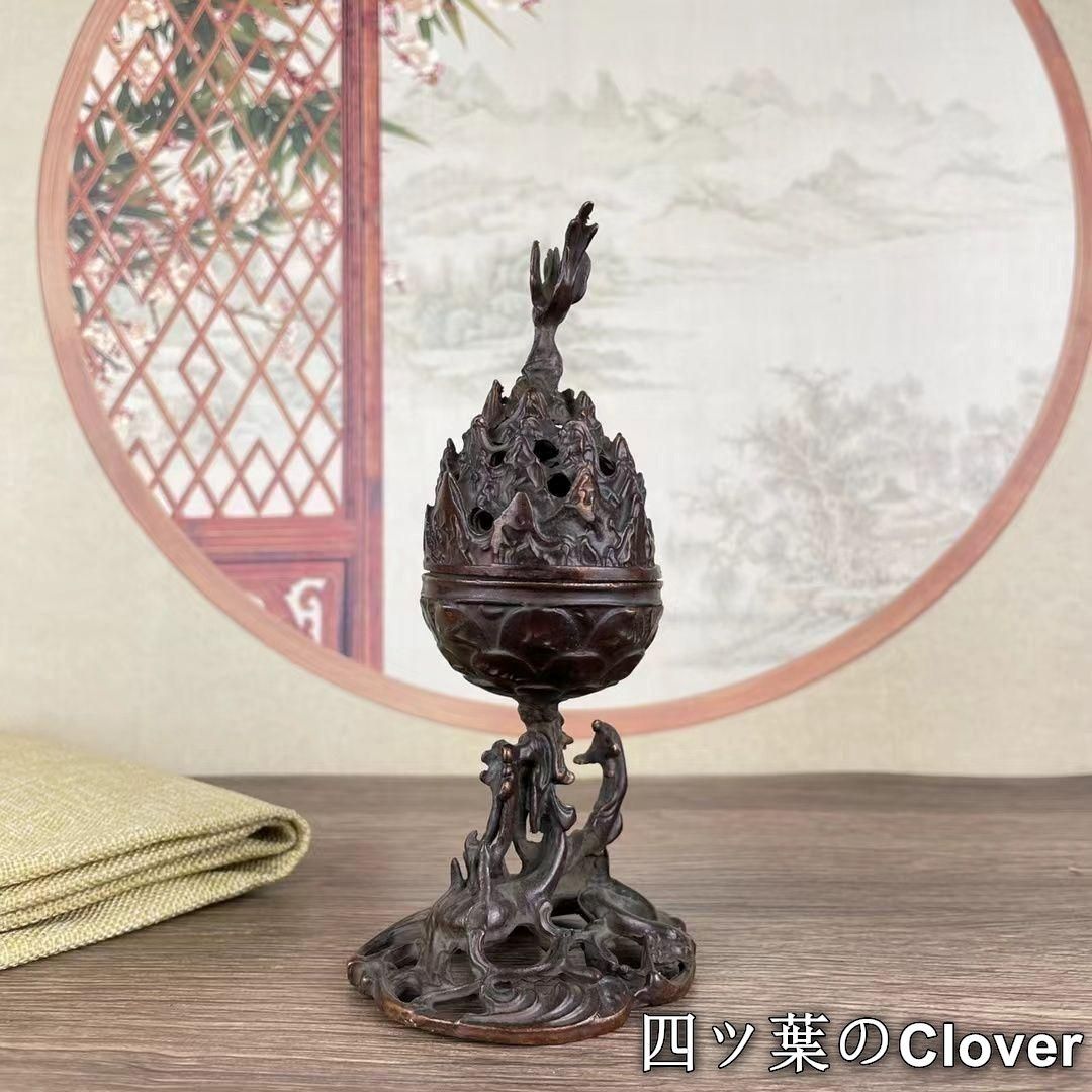 銅 細工 鶴香炉 蓮華弔炉 檀香炉 茶道具 香道具 装飾品 工芸品 置物 銅 細工 朱雀博山炉 禅意薫炉 茶道香炉 香具 装飾品 工芸
