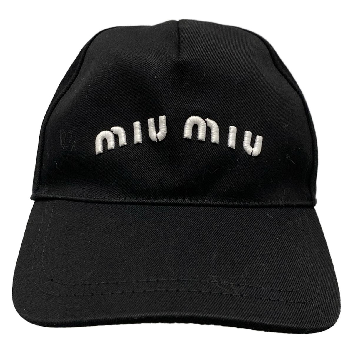 miumiu ミュウミュウ キャップ M ベースボールキャップ 5HC256 黒×白 バックリボン|水玉|ドット コットン シルク