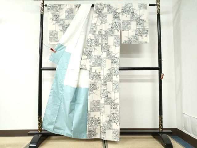 平和屋着物○上質な紬 色紙重ね草花文 正絹 逸品 CAAU2158yc