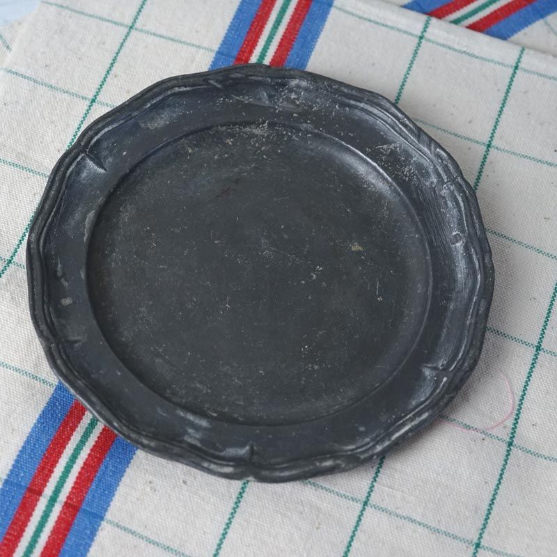 エタン（Etain)ピューター錫の花リムプレートW15.3×H1.5cm gc-1873