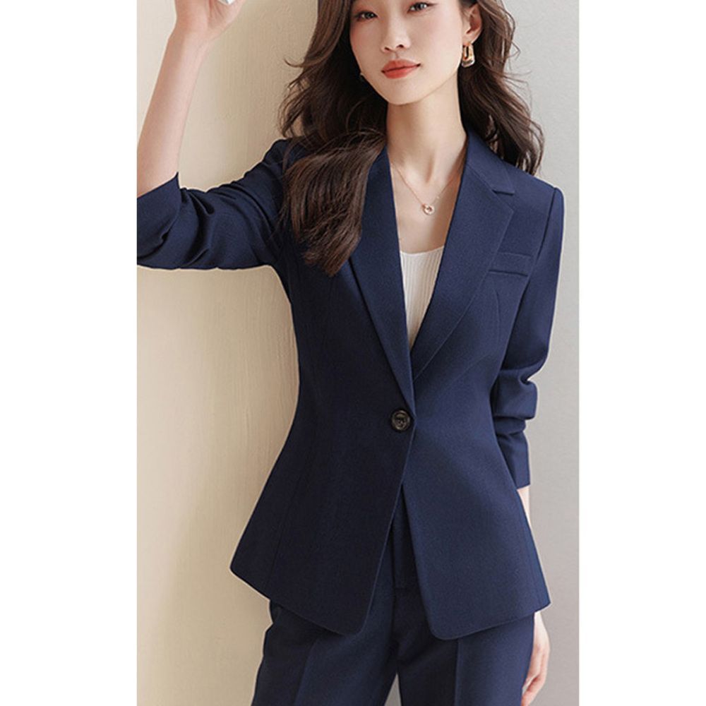 レリアン×ロロピアーナ レディースパンツスーツ 11号 XL シルク ネイビー リクルートスーツ 女性 スーツ レディース パンツスーツ 長袖 2