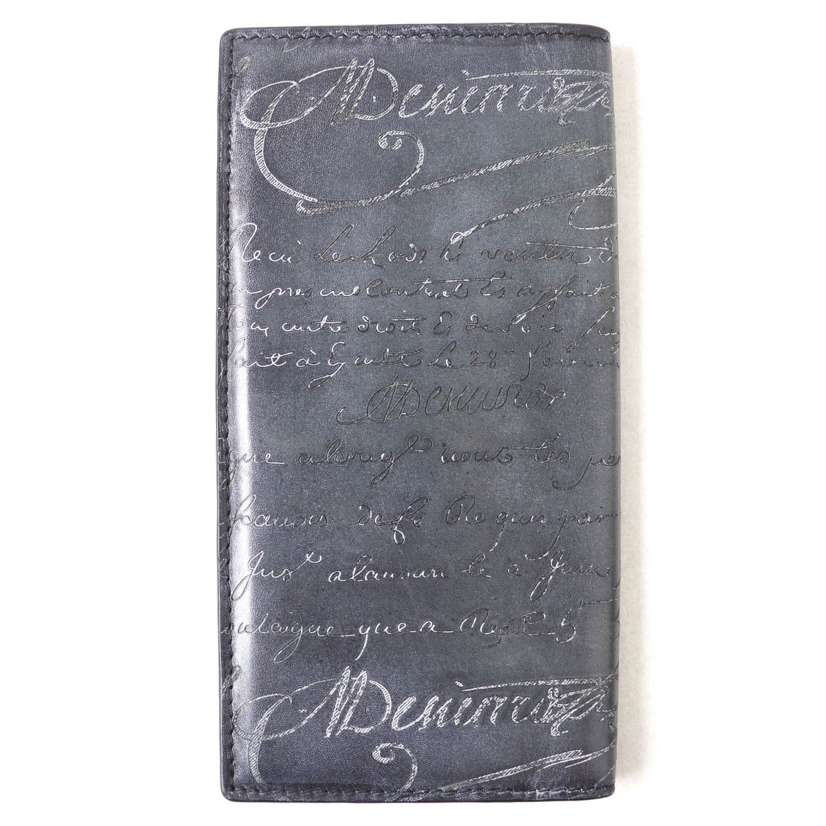 美品【ベルルッティ】セコイヤ 長財布 カリグラフィ パティーヌ ダークグレー 美品△Berluti ベルルッティ セコイヤ カリグラフィ シルバー