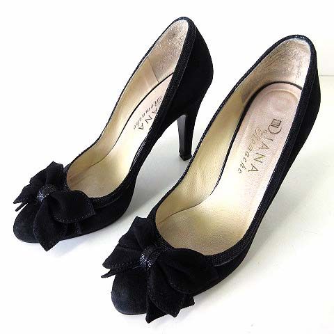 1.7万❤️日本製 DIANA ダイアナ ビジューボタン スエード パンプス 黒
