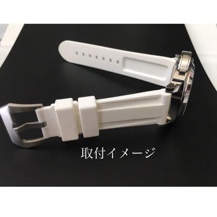 22mm 腕時計 メンズ用 シリコン ラバーベルト ホワイト 白