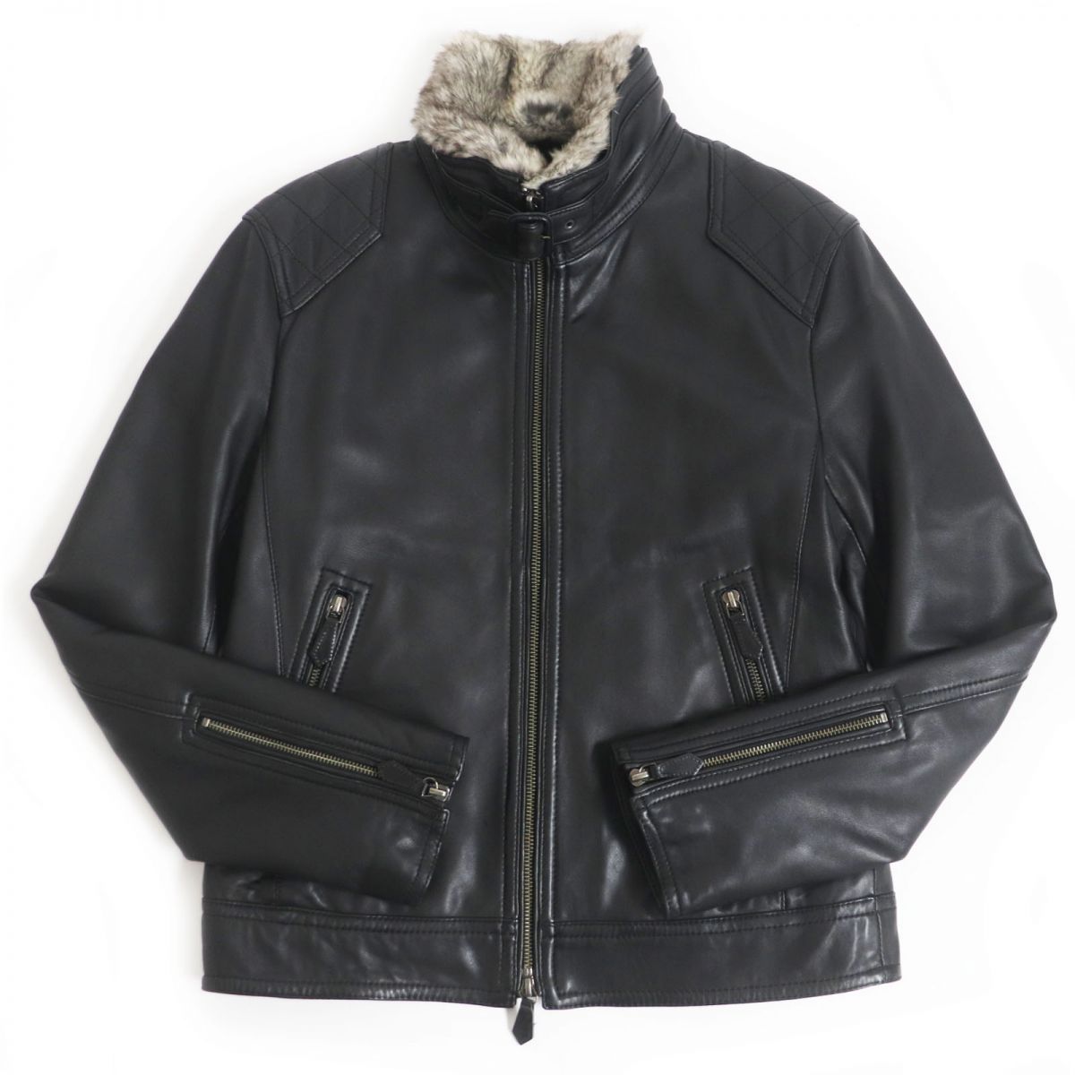 Burberry 羊革ノーカラージャケット ブラックレーベル 桜色　ピンク Burberry 羊革ノーカラージャケット ブラックレーベル 桜色ピンク