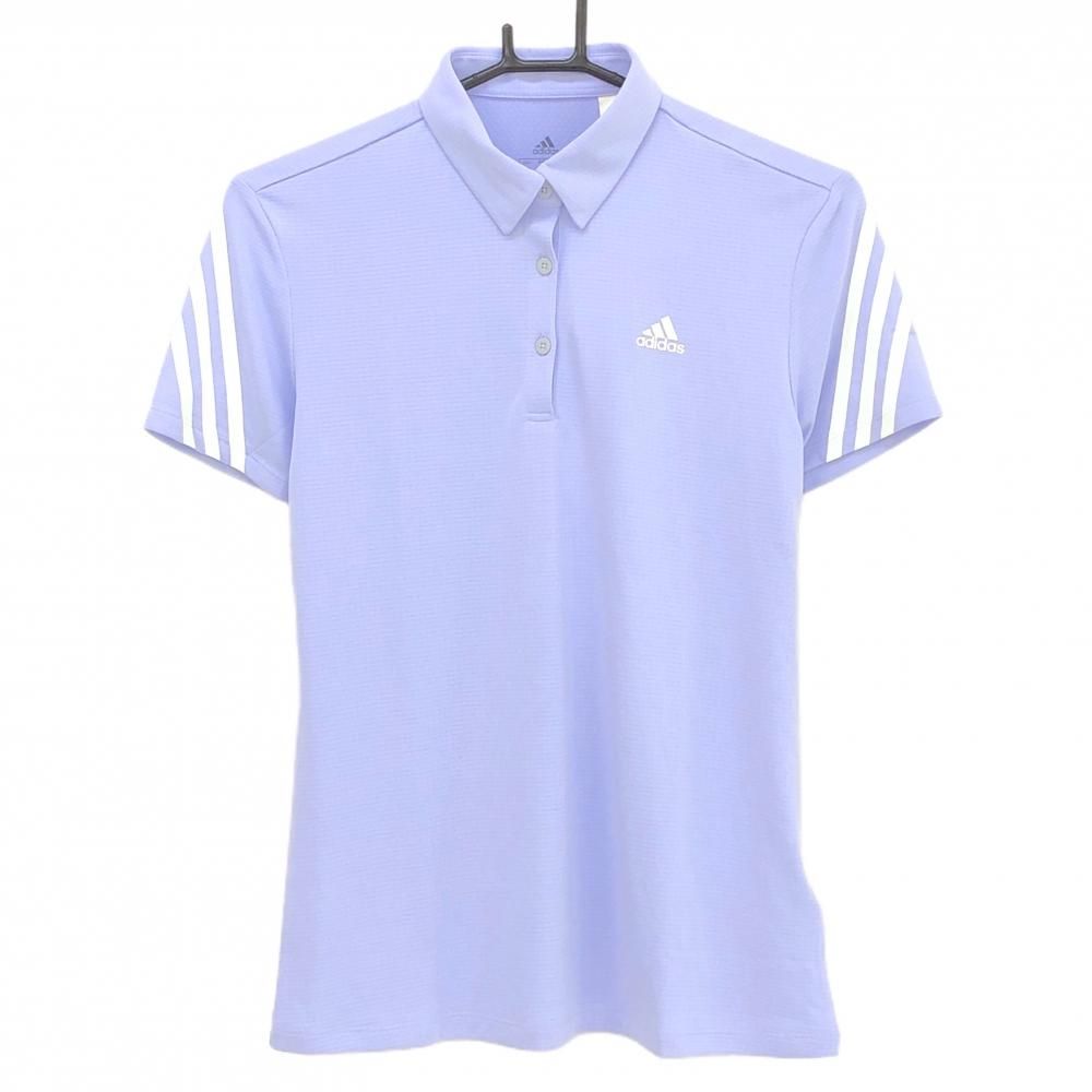 【新品】アディダス 半袖ポロシャツ ライトパープル 袖3ライン HEAT.RDY レディース L ゴルフウェア adidas