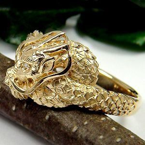 受注生産】ドラゴンダイヤモンド ゴールドリング 0.01ct竜龍k18  