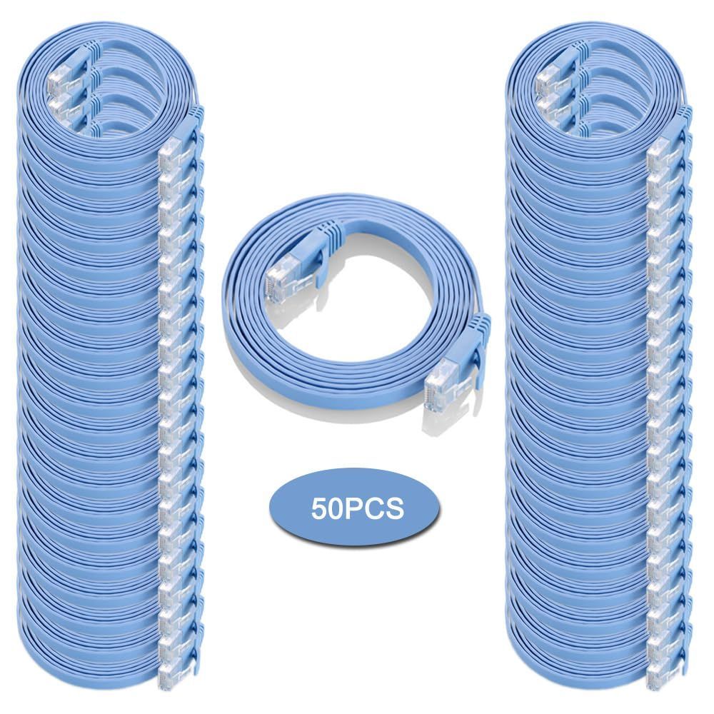 数量 Cat6 UTP ストレート 1m 1m*50本 LANケーブル ブルー １つパッケージ50本が含まれています フラットケーブル