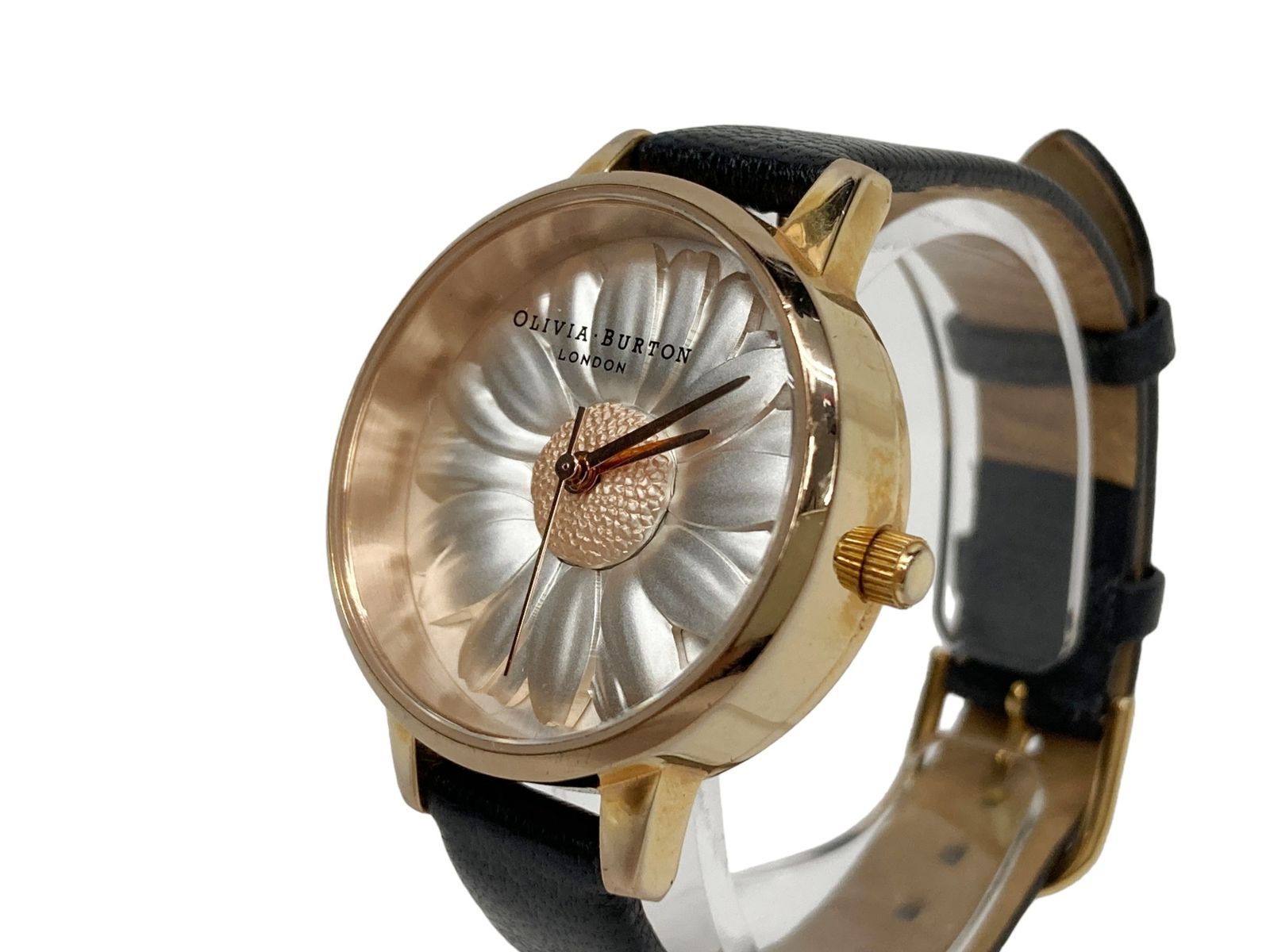 OLIVIA BURTON (オリビアバートン) アナログ 腕時計 OB039 3D デイジーフラワー レザーストラップ 黒 レディース/028 -  メルカリ
