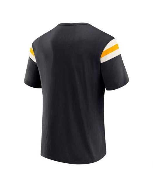 送料無料 ファナティクス レディース Tシャツ トップス Darius Rucker Collection by Men s Black Pittsburgh Steelers Football Stripe Sleeve T-Shirt Black
