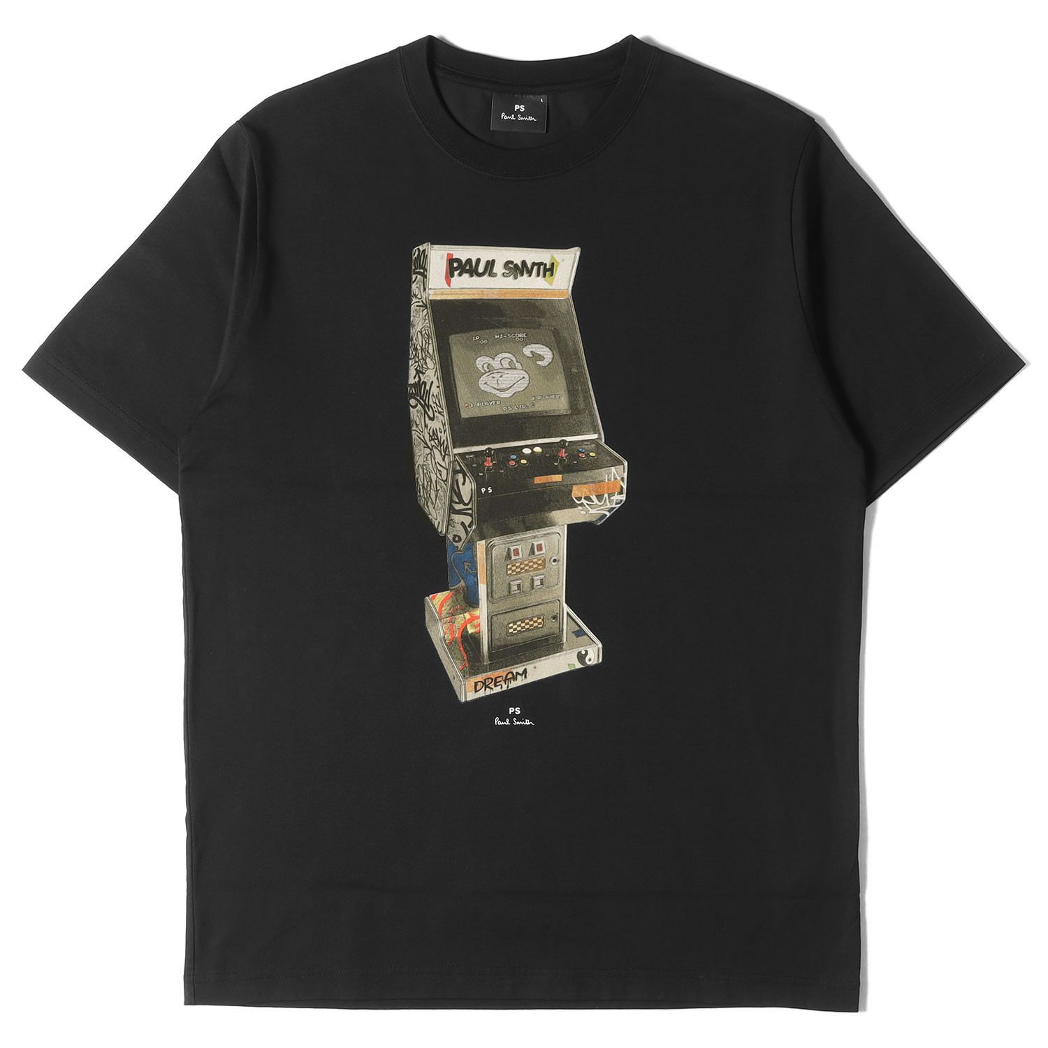 Paul Smith ポールスミス Tシャツ サイズ:L Arcade Game グラフィック プリント 212557 011R アーケードゲーム クルーネック PS ブラック 黒 トップス カットソー 半袖 【メンズ】【美品】