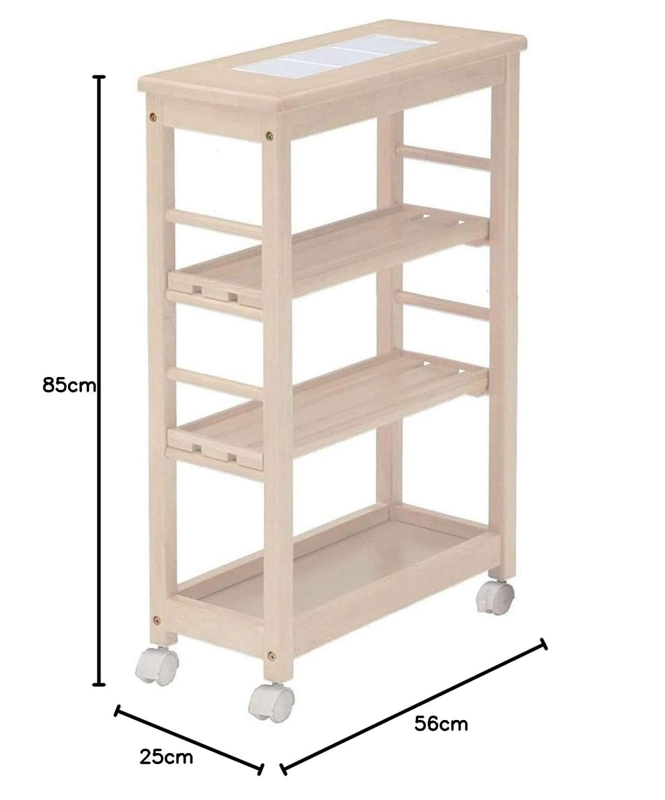 在庫処分】キャスター付き ホワイト 幅56x奥行25x高さ85cm soup 3段 W