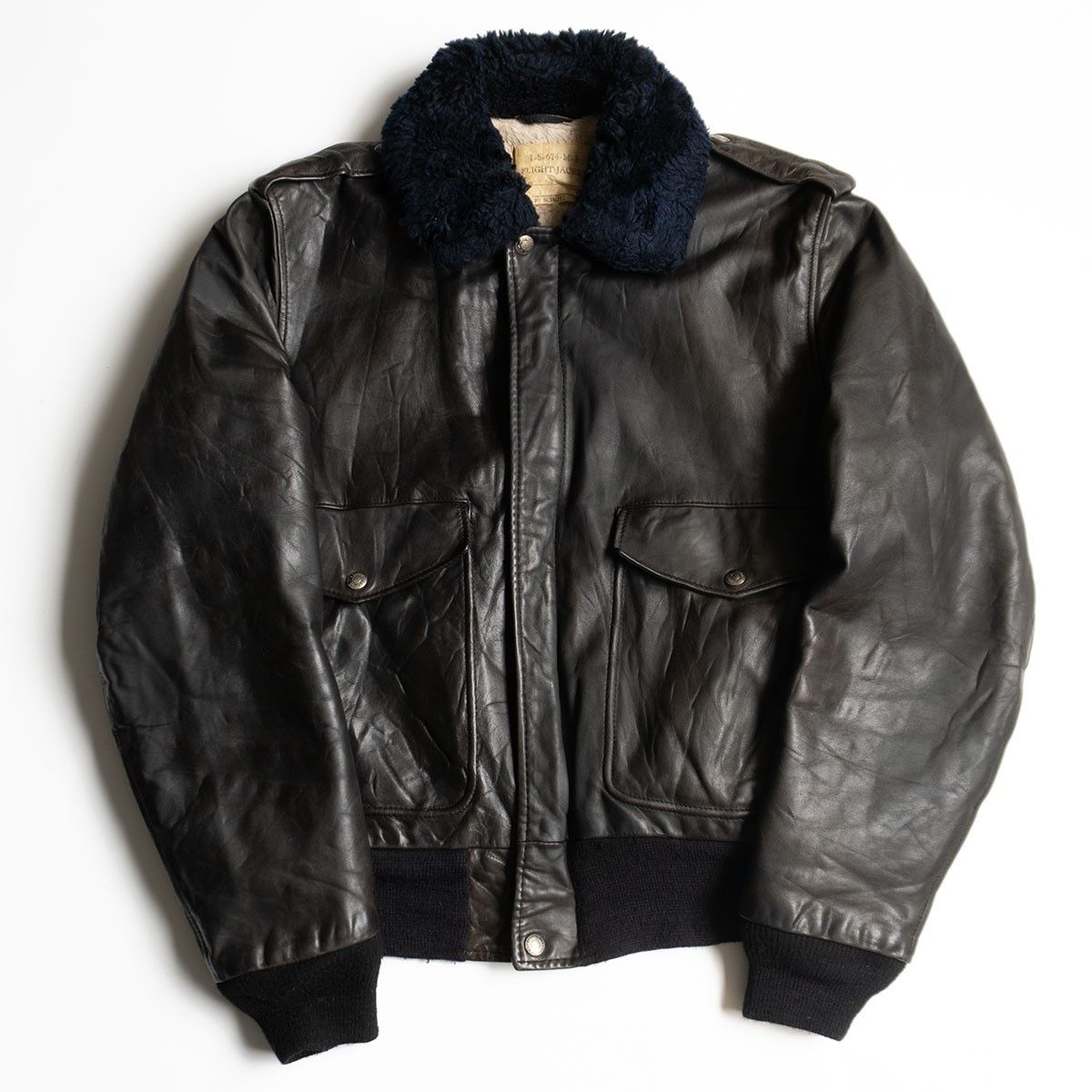 雰囲気抜群 SCHOTT type G-1 レザー フライト ジャケット 40 アメリカ製 ブラック ショット 25090371