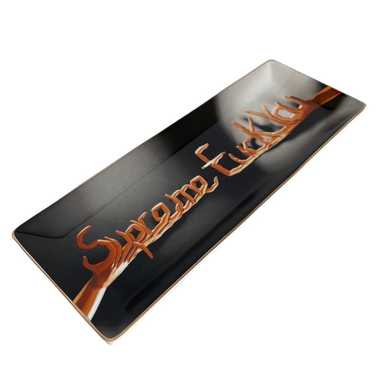 Supreme シュプリーム 皿 トレイ 黒 白 FUCK YOU ファックユー 手 ハンド 陶器
