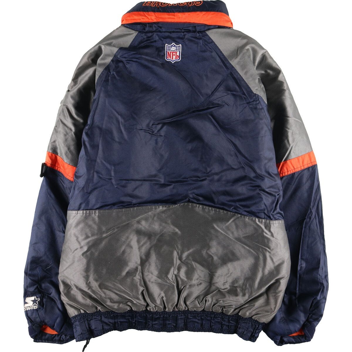 古着 スターター Starter NFL DENVER BRONCOS デンバーブロンコス 中綿入り ハーフジップ ナイロンプルオーバー  メンズL/eaa385116