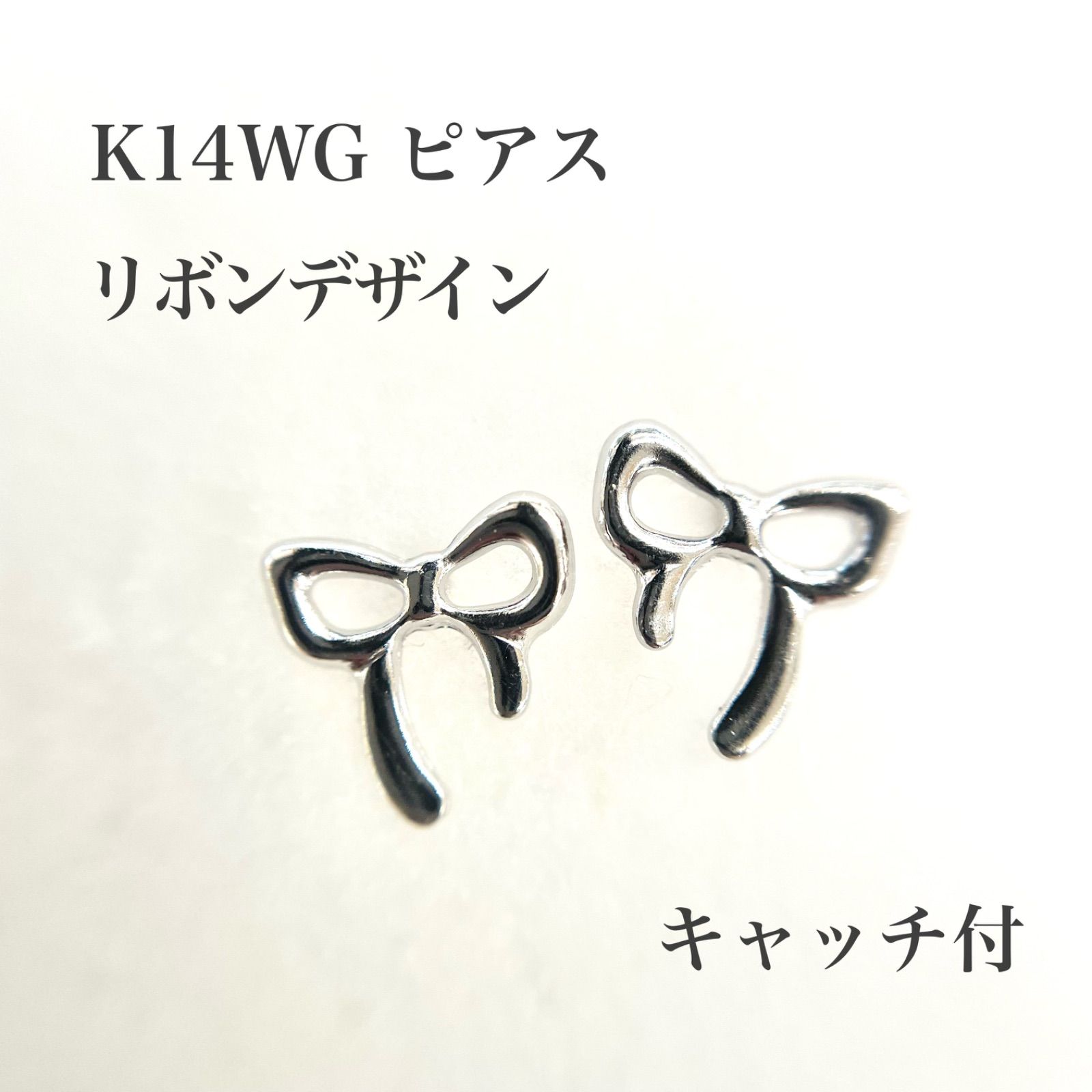 新品 】K14WG デザインリボン ピアス - メルカリ