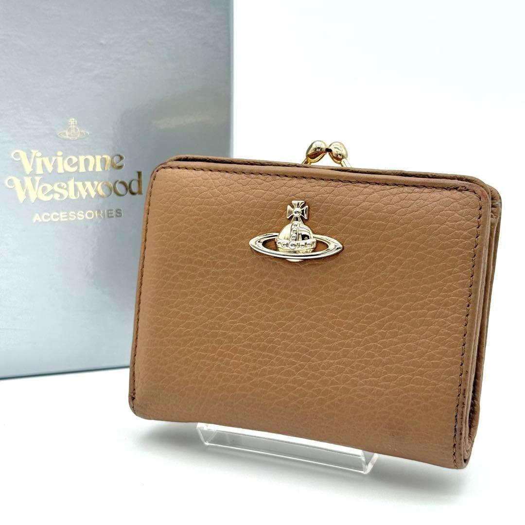 ヴィヴィアンウエストウッド 二つ折り財布 がま口 オーブ レザー 黒 ヴィヴィアンウエストウッド Vivienne Westwood ガマ口 二つ折り財布