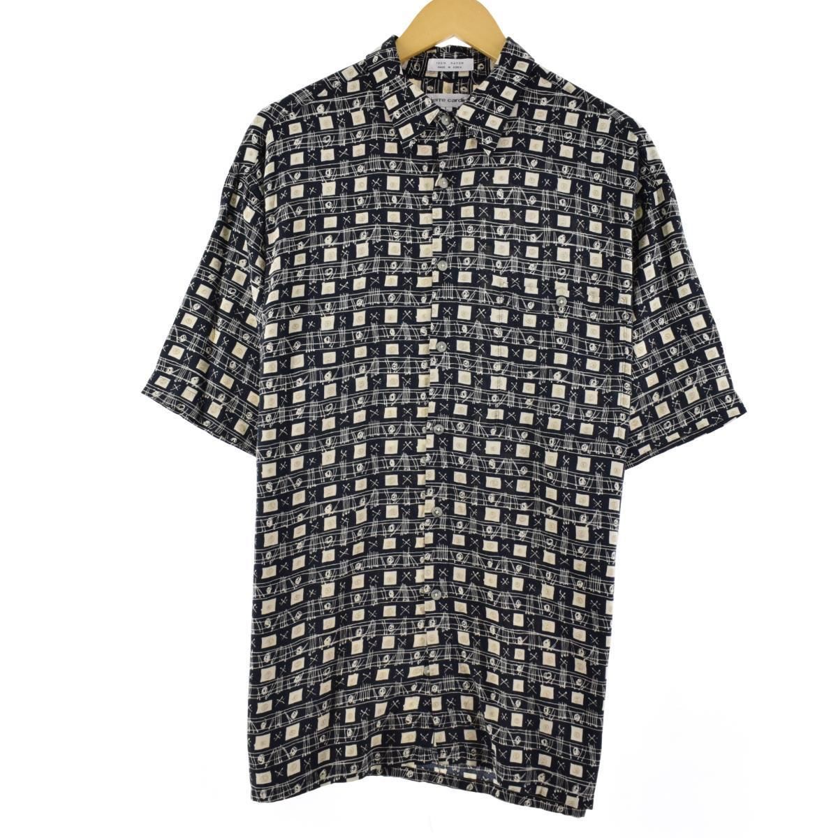 古着 ピエールカルダン Pierre Cardin 総柄 半袖 レーヨンシャツ メンズXL/eaa270224