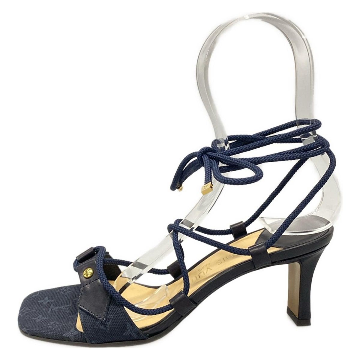 LOUIS VUITTON(ルイヴィトン) サンダル 36 レディース - ダークネイビー レースアップ レザー