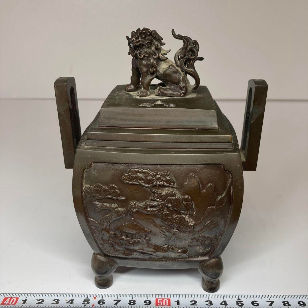 上 蝋型 獅子香炉 重さ1660g 本H5-0721 1Fタウチ