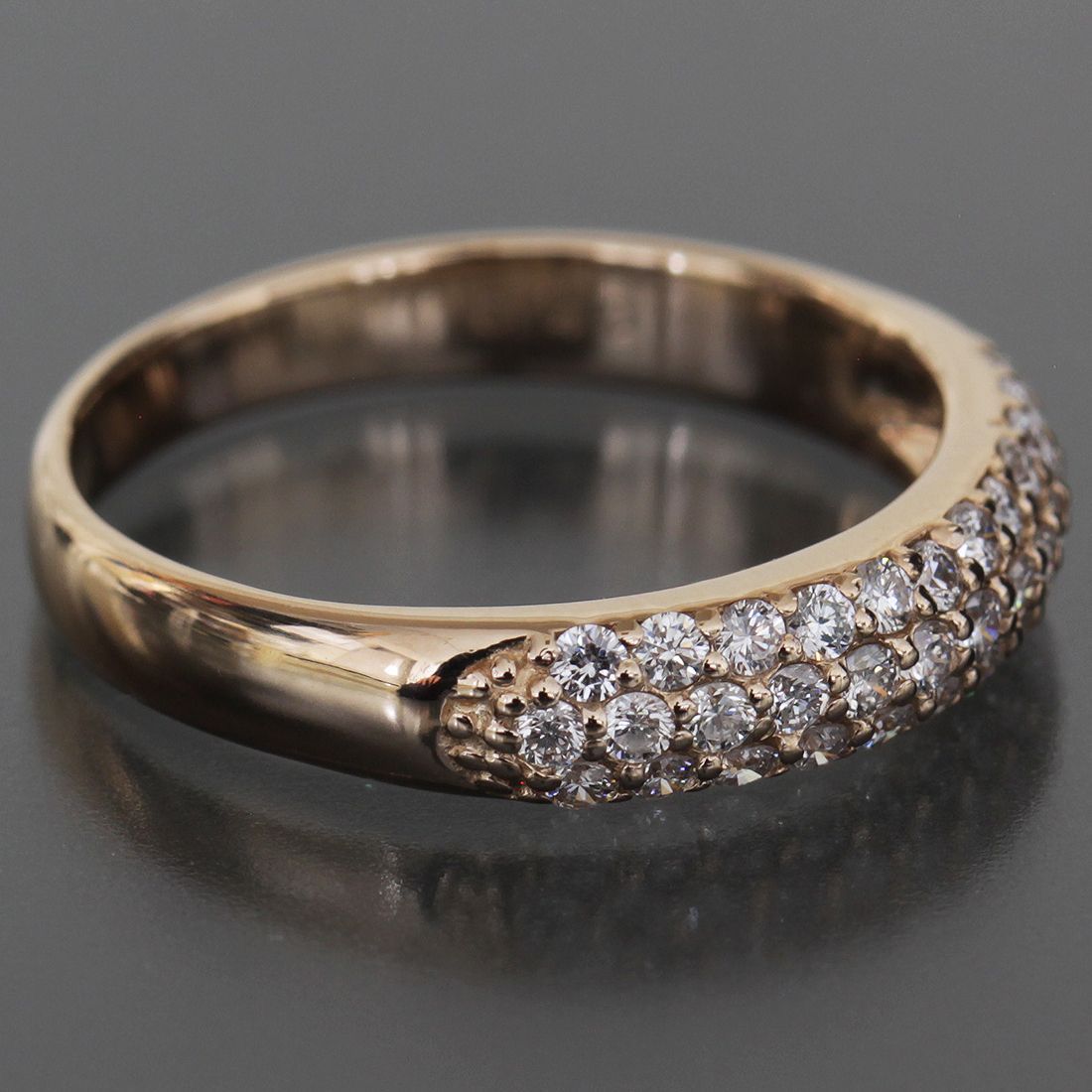 ポンテヴェキオ パヴェ ダイヤ 0.4ct リング 9号 K18PG ピンクゴールド 2.7g E1838