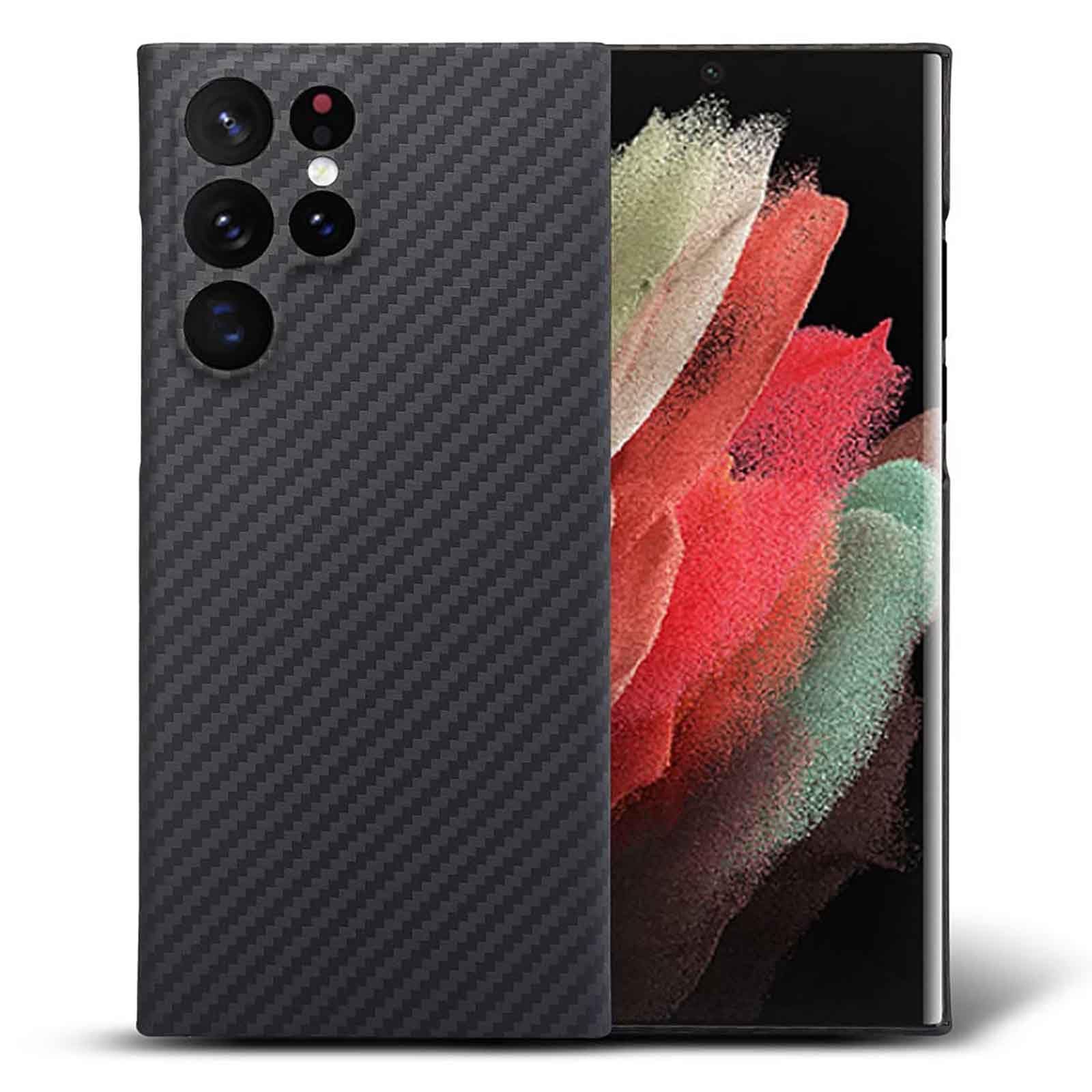 【数量限定】ギャラクシ S24 S24 カーボン風 ULTRAケース極薄0.64mm アラミド繊維 ケース 超軽量約12g 対応 耐衝撃 6.8 Ultra マット Galaxy Samsung 黒/グレ-ツイル柄・カメラが覆われる Sisyphy