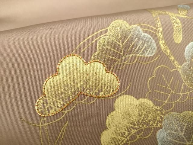 平和屋着物○塩瀬 九寸名古屋帯 駒刺繍 松竹梅 金銀彩 正絹 逸品