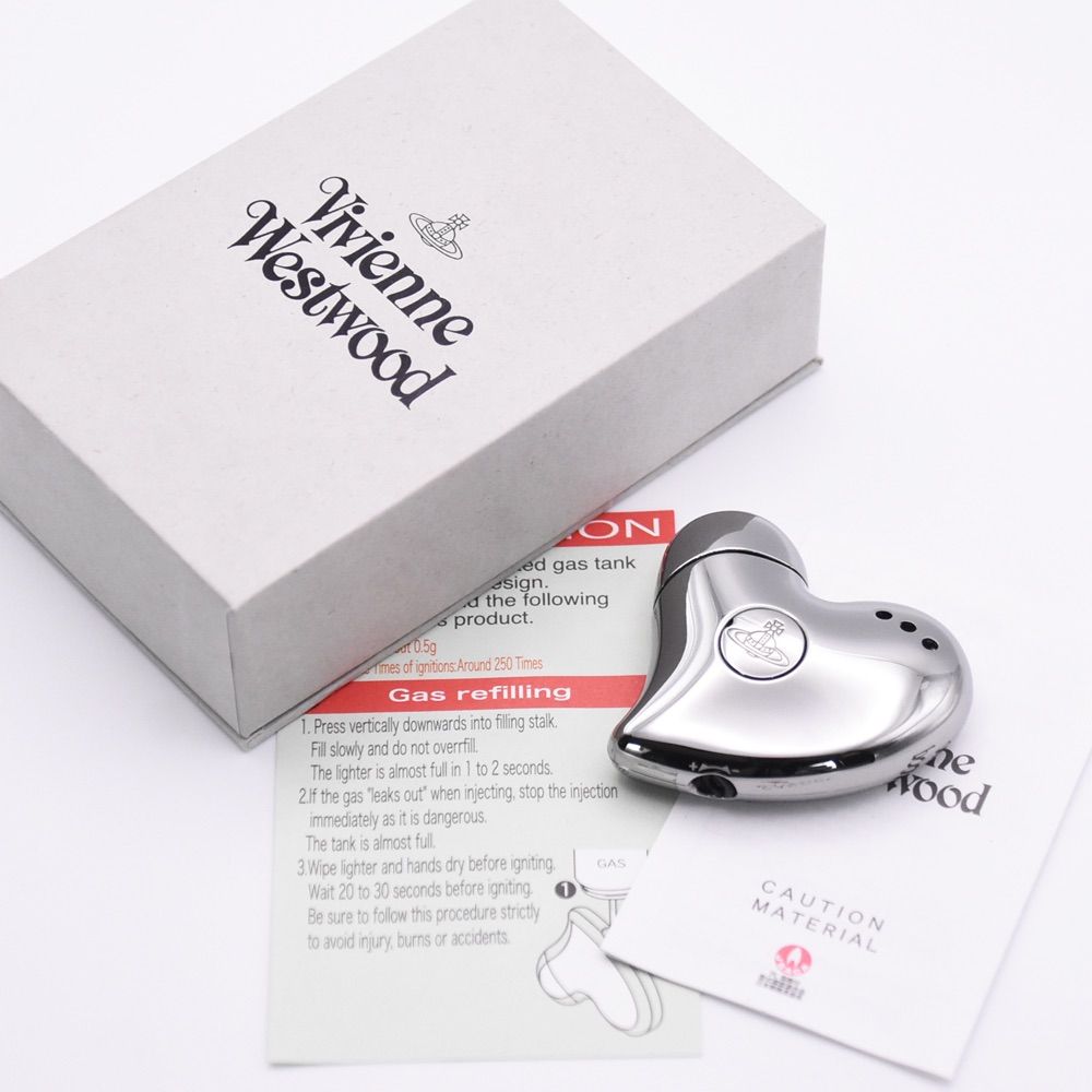 超 動作 済み Vivienne Westwood ヴィヴィアンウエストウッド ガスライター ハート 喫煙具 ライター ガンメタ クローム シルバー系