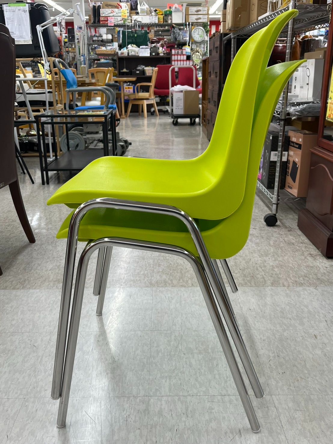 2脚セット MOD ELENA スタッキングチェア グリーン イタリア製 椅子