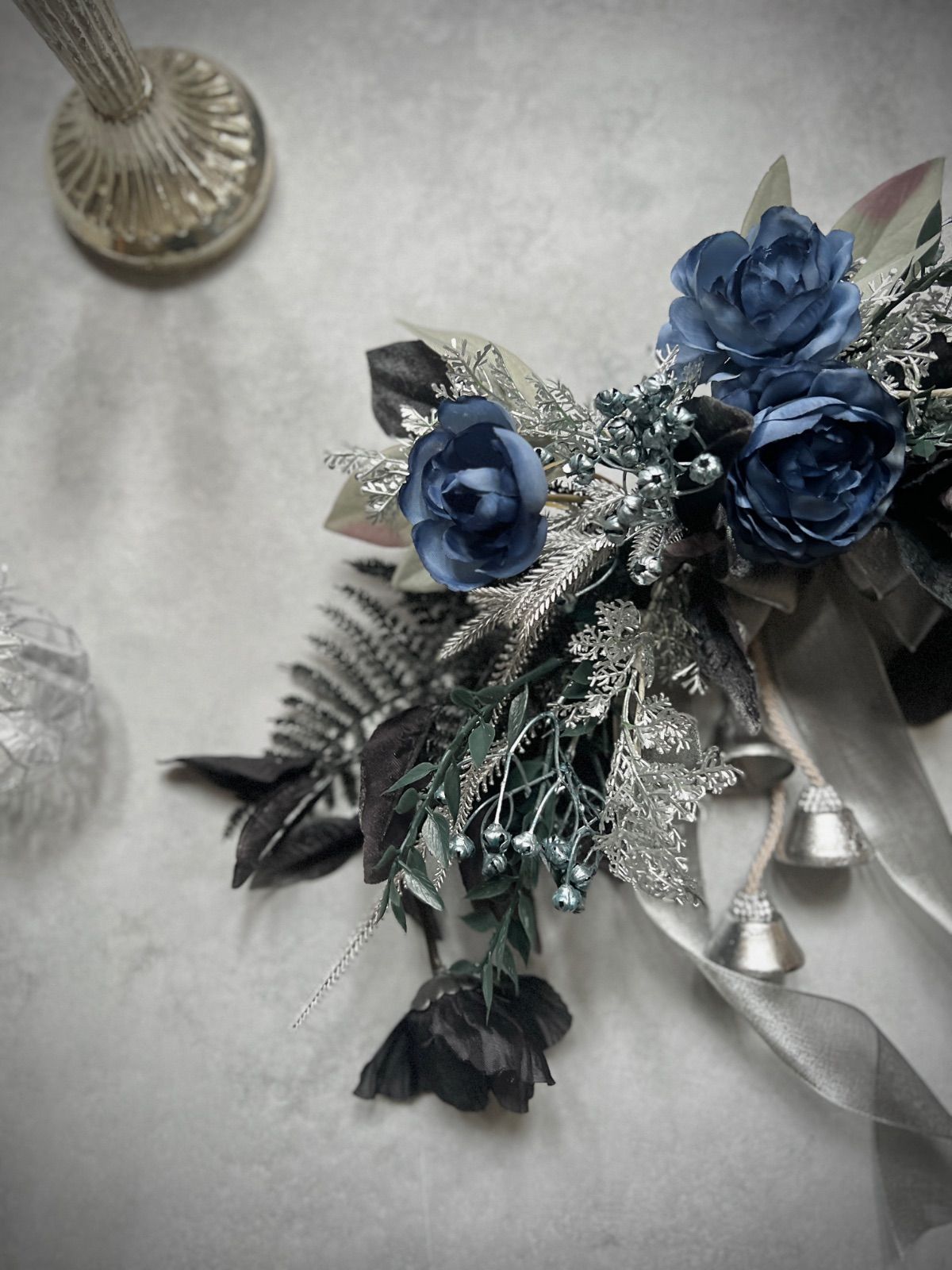 クリスマスアレンジ|シルバークリスマス|横型スワッグクリスマススワッグ