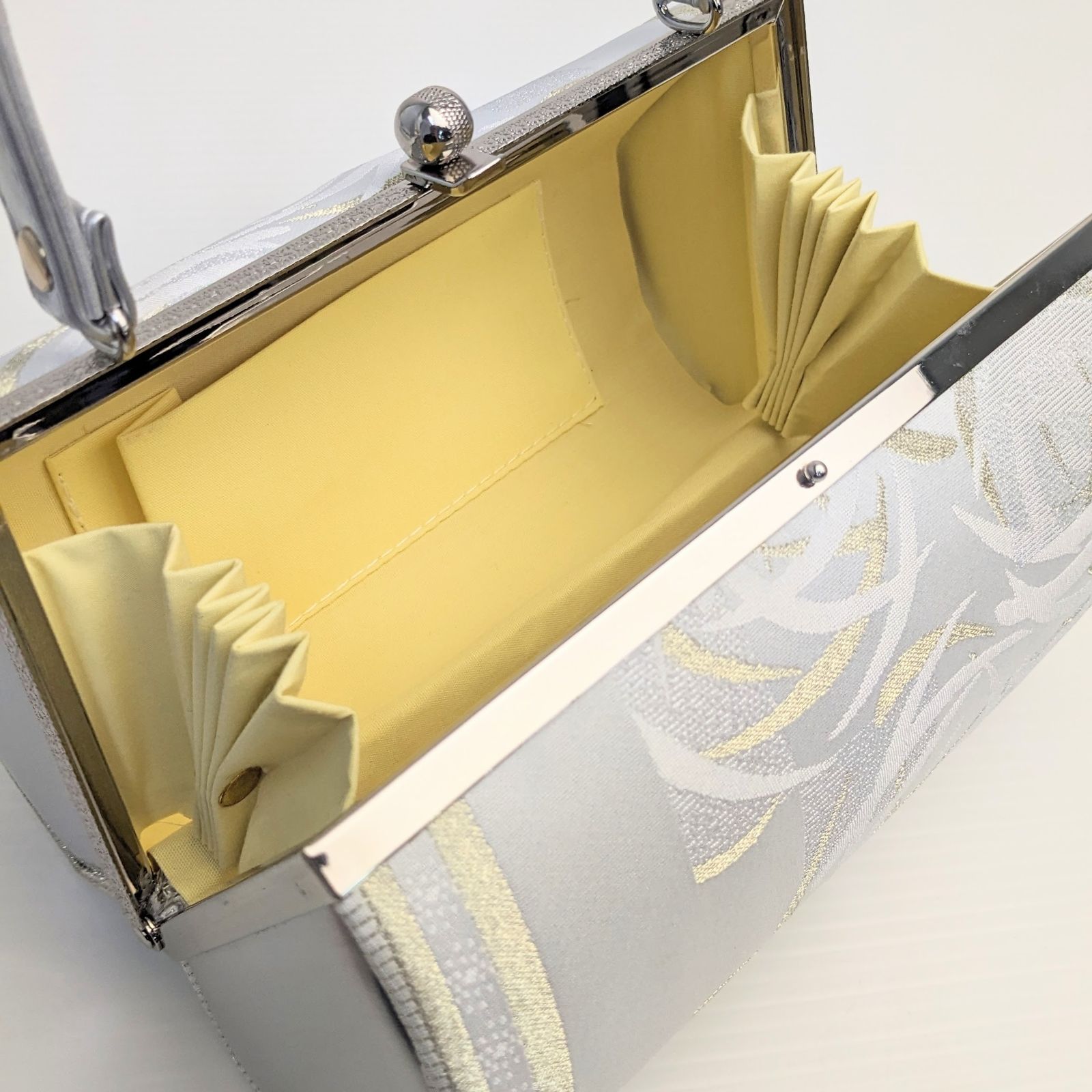 和装 草履バッグセット 帯地 波 銀 シルバー 3枚芯 フリーサイズ k18-6