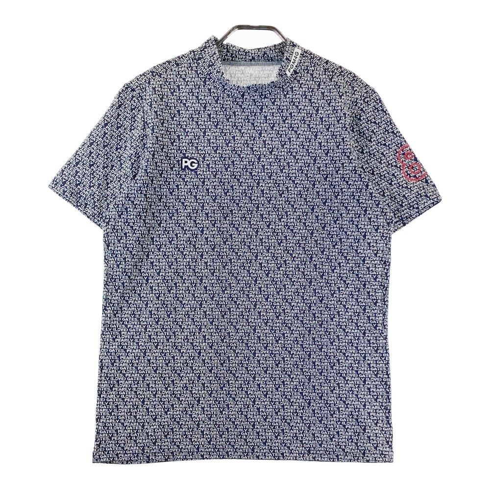 サイズ 6 PEARLY GATES パーリーゲイツ 2025年モデル ハイネック半袖Tシャツ 総柄 ネイビー系 240101142585 ゴルフウェア メンズ ストスト